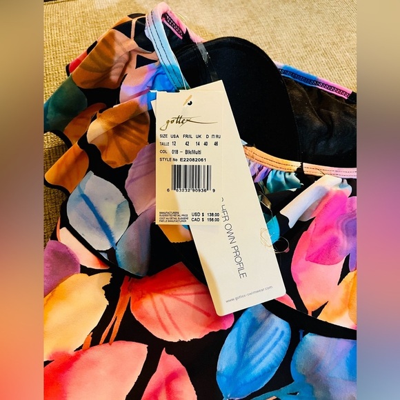 NWT PROFILE BY GOTTEX COLOR RUSH RUFFLE ONE SHOULDER ONE PIECE SWIMSUIT SZ 12 - Picture 4 of 7